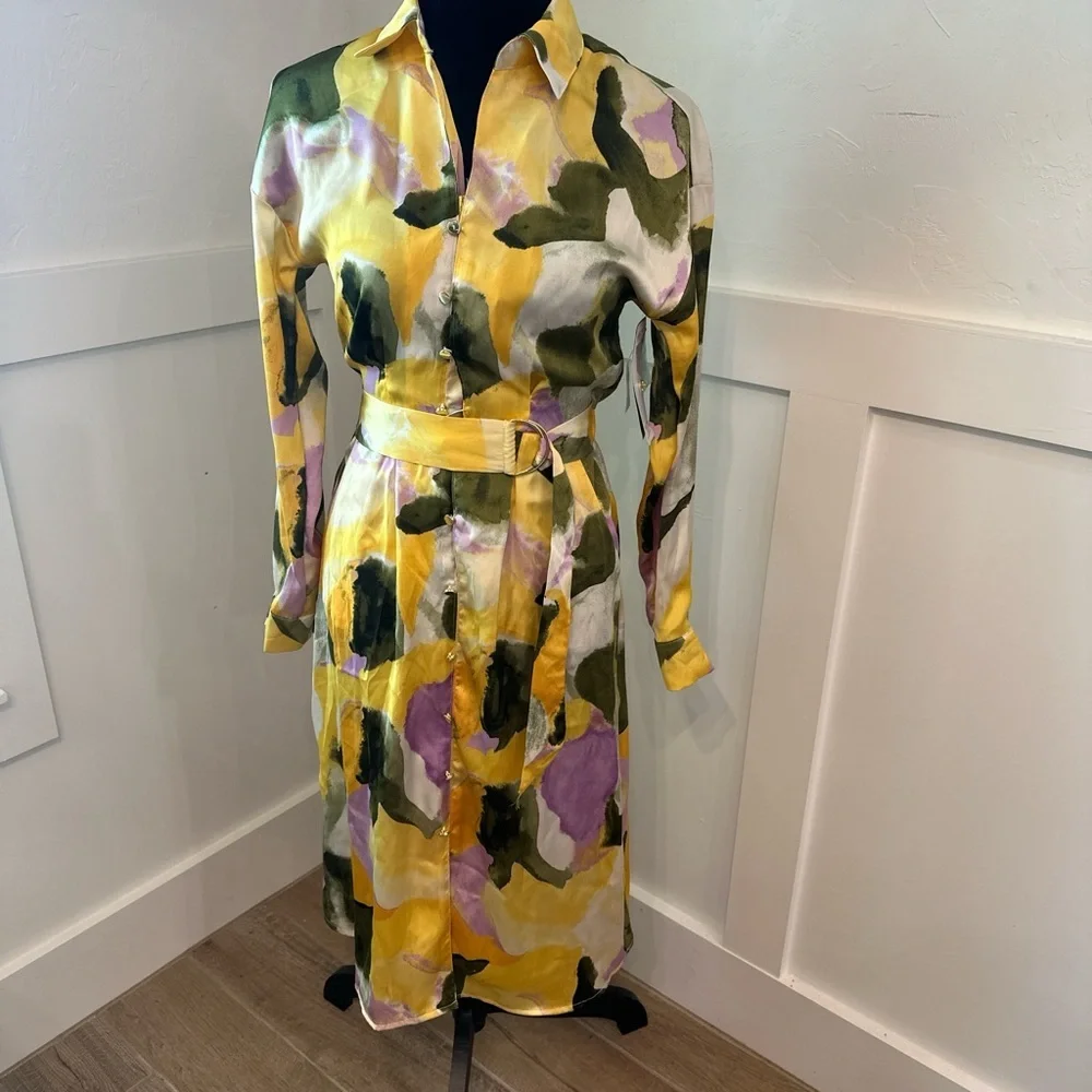 french connection yellow maxi dress French Connection Yellow and Green‎ Maxi Dress NWT